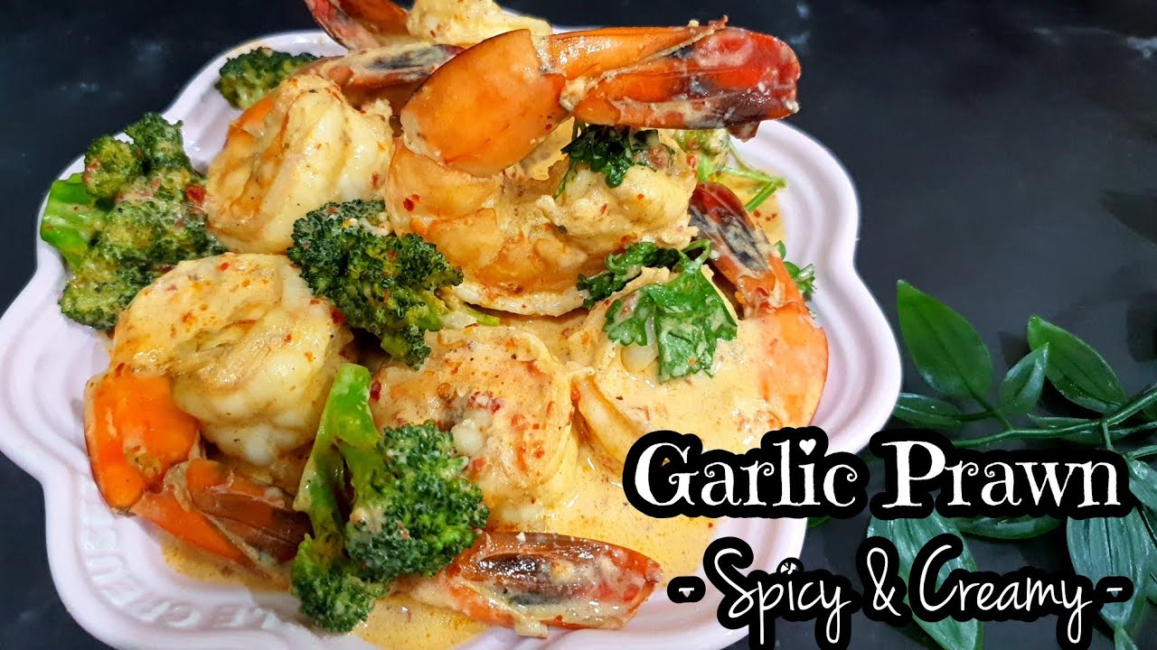 Spicy, Creamy Garlic Prawn with Broccoli / Udang Berkrim Pedas Bersama Brokoli
