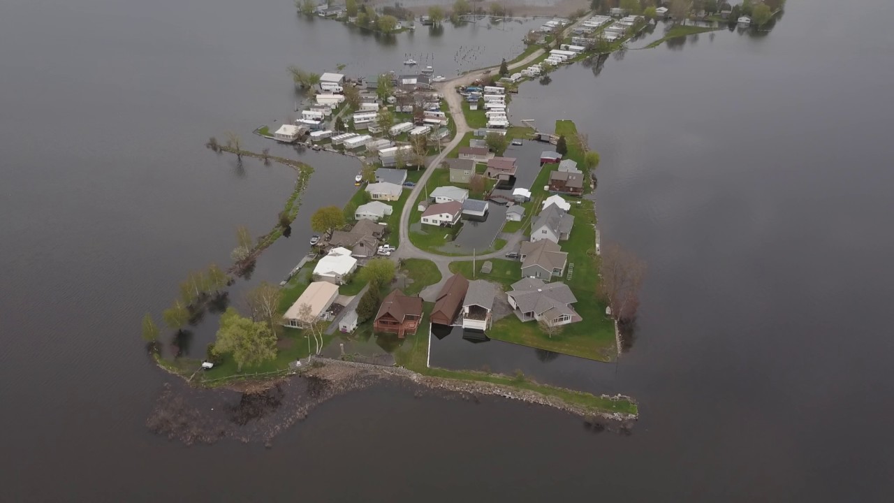 Record High Water & Flooding at Greene Point on Sandy Pond - Drone aerial view of Greene Point