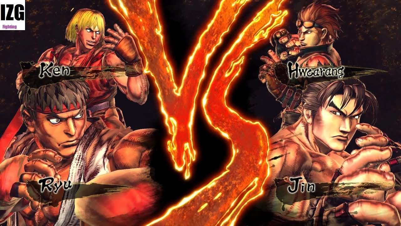 Street Fighter X Tekken - Ryu, Ken Vs Jin, Hwoarang (Hardest AI)