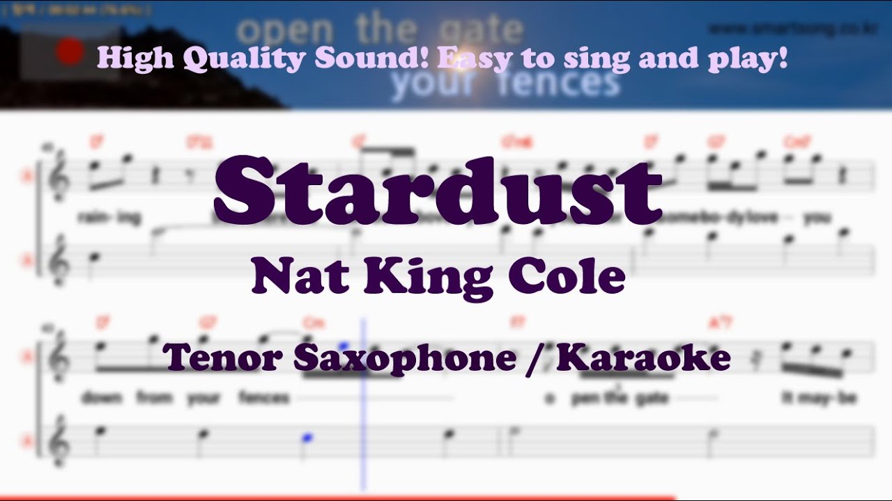 Stardust - Nat King Cole (Tenor/Soprano Saxophone Sheet Music F Key / Karaoke / Easy Solo Cover)