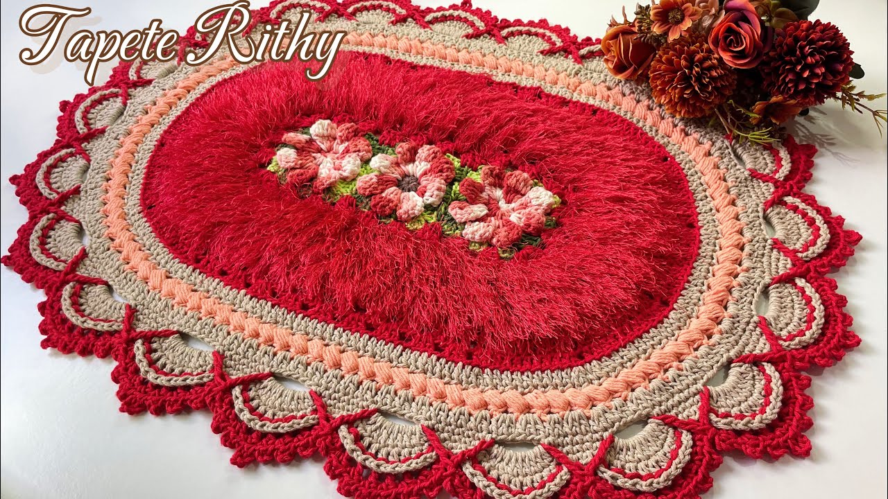 TAPETE RITHY - VÍDEO AULA 🧶 #videoaula #tutorial #passoapasso #tutorialdecrochê