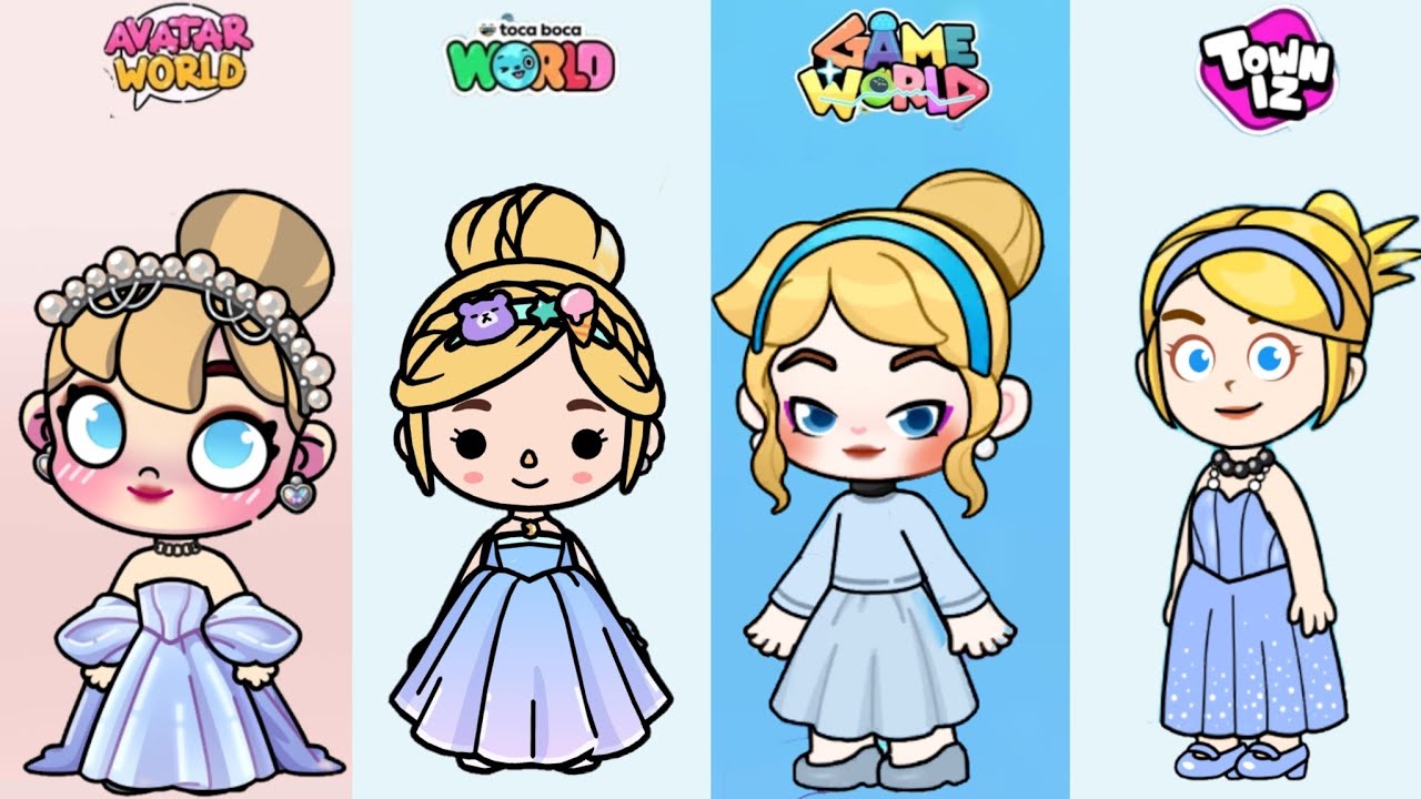 🩵Cinderella Disney Princess Style Look In 4 Gameplay #avatarworld #tocaboca #gameworld #towniz