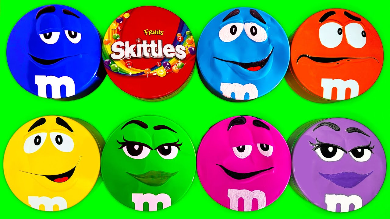 Satisfying Video | Relaxing Unpacking Radiant Skittles and Sweet M&M'S Candy From Funny Tins ASMR