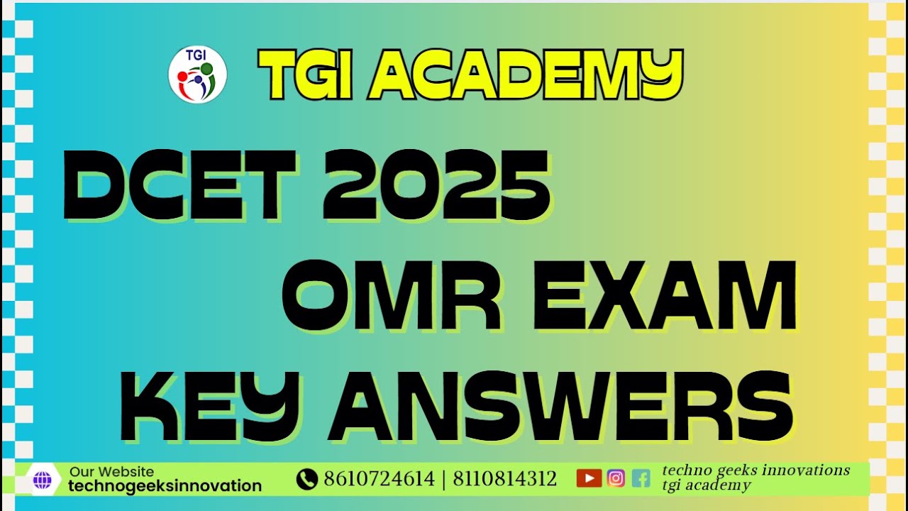 DCET 2025 || KEY ANSWERS || KEA QUESTION PAPER | TGI ACADEMY #kea #2025 #dcet #key #answers #omr