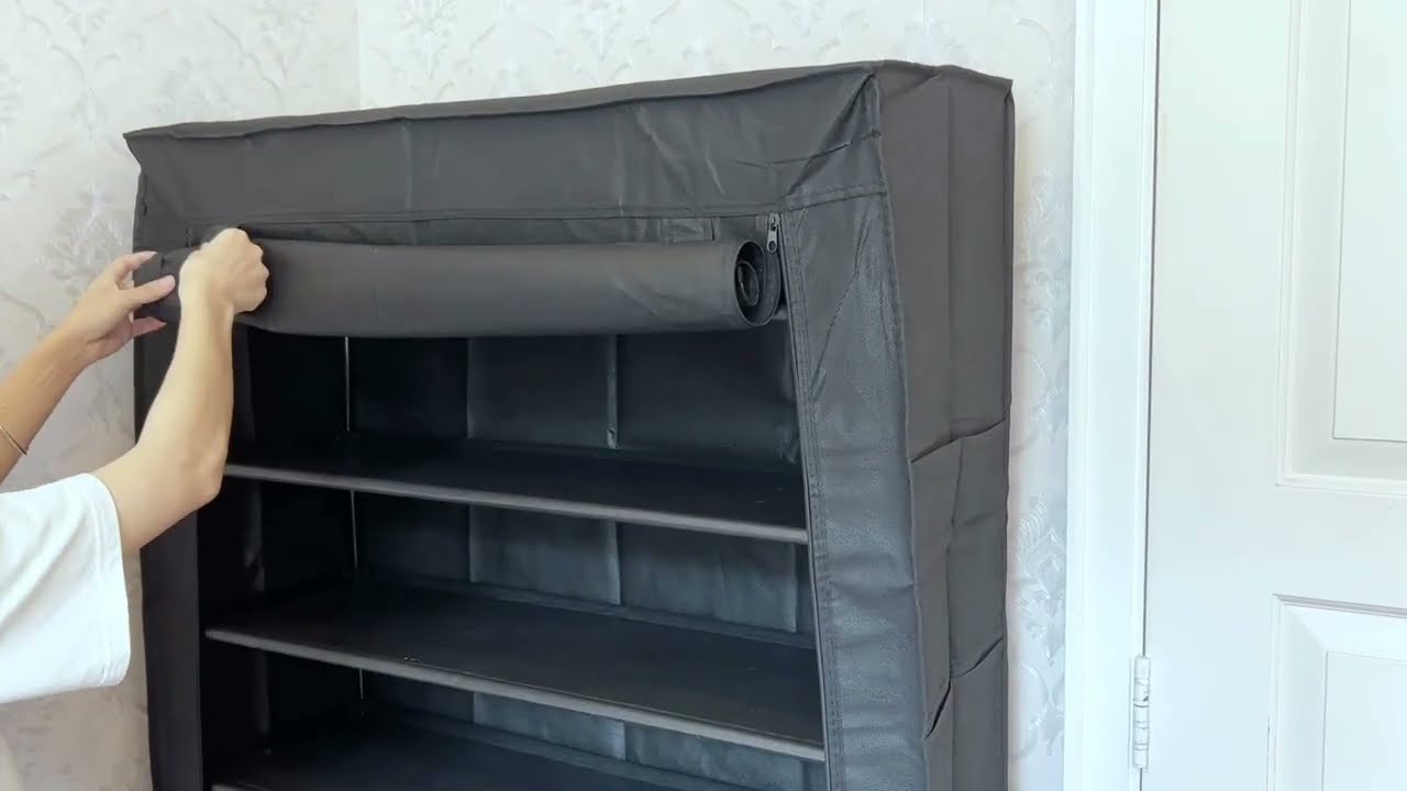 Shoe Rack with Covers - 10 Tiers Tall Shoe Organizer, Large Capacity, Storage 40 Pairs Shoe and Boot