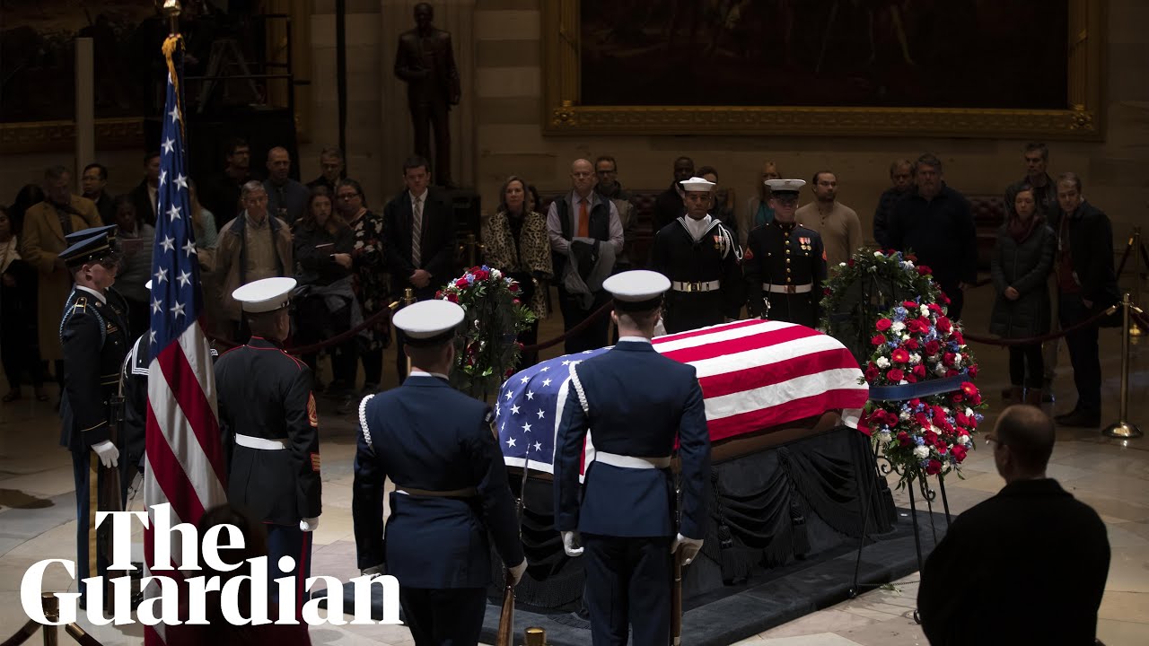 George HW Bush: mourners gather for funeral of former president – watch live