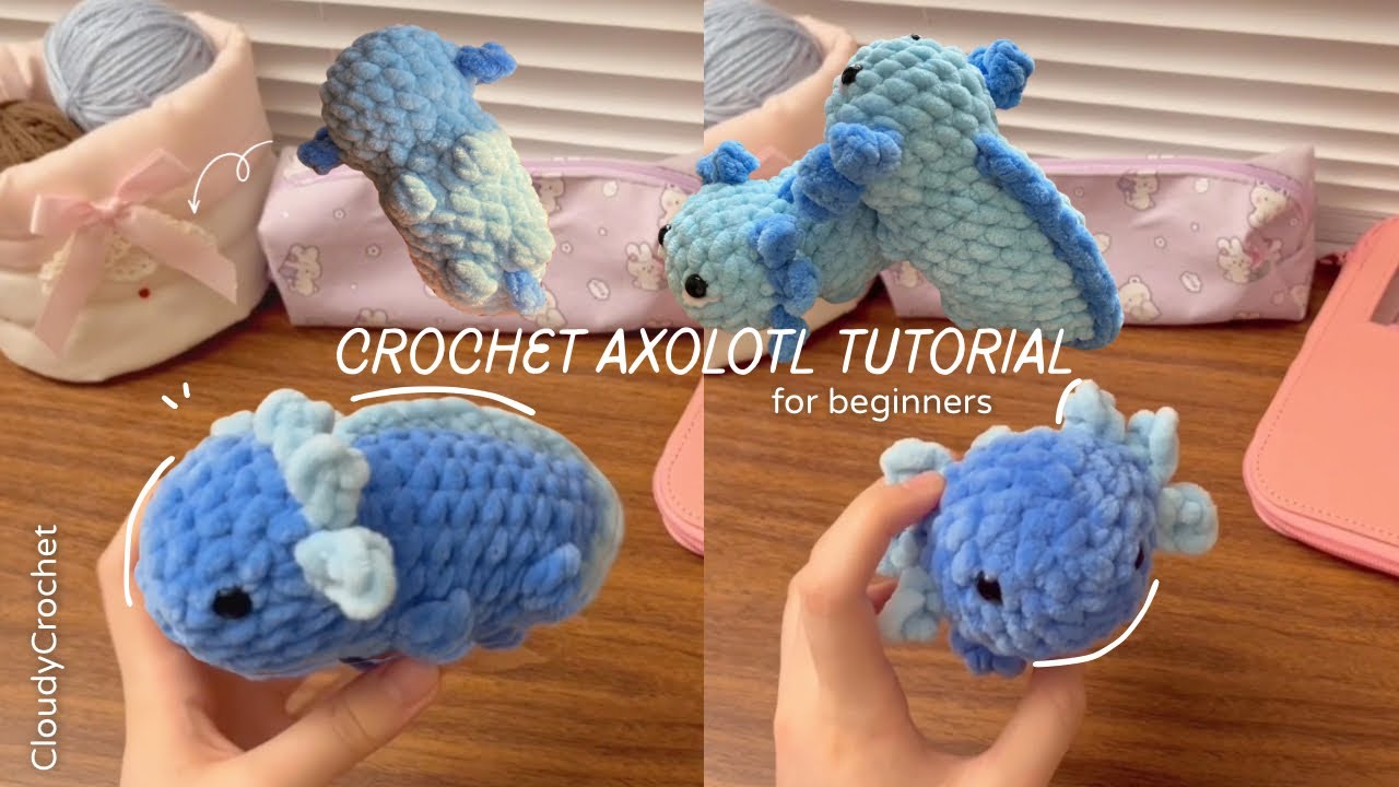 ˚⊹ᰔ Crochet No-sew axolotl tutorial | beginner friendly free amigurumi pattern ♡