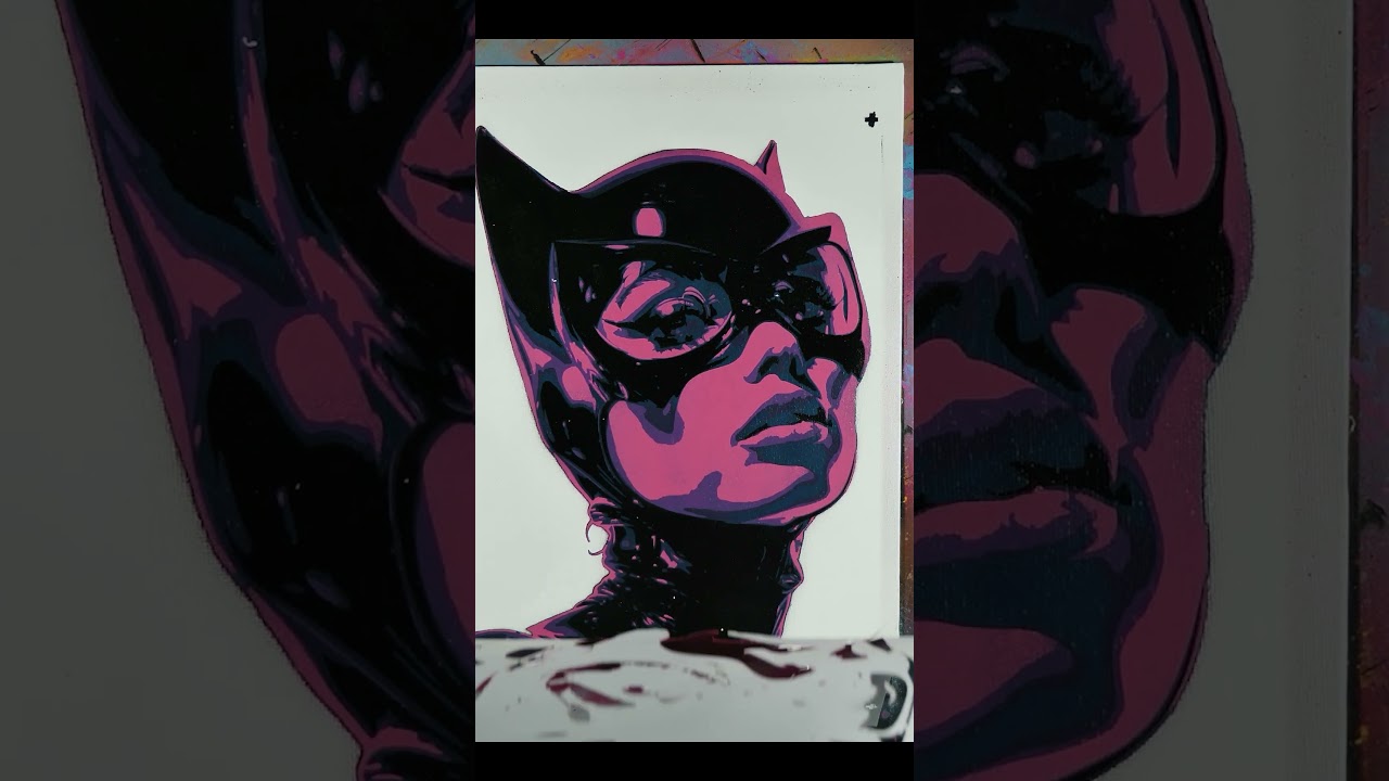 Spray Painting a Stencil of Catwoman #stencilart #wicked