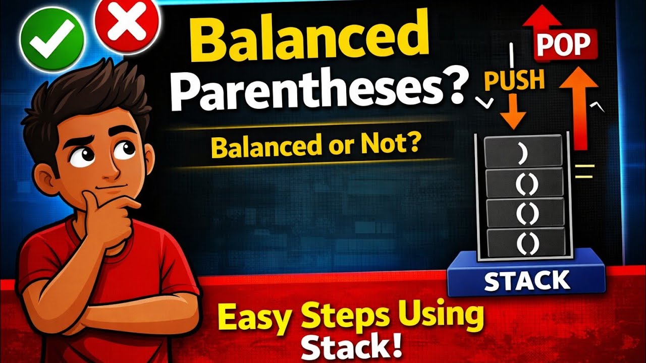Balanced Parentheses Using Stack | Step-by-Step DSA Explanation (Beginner Friendly) #dsa #coding