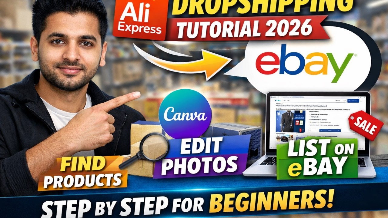 AliExpress to eBay Dropshipping Tutorial 2026 | Find Product, Edit Photos in Canva & List on eBay