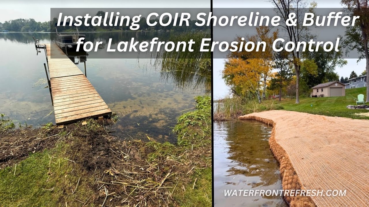 Installing Coir Log Shoreline! Lakefront Vegetation Erosion Control Method #CoirLog #CoirBlanket