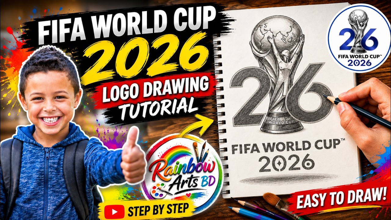 FIFA World Cup 2026 Logo Drawing Easy Step by StepHow to Draw FIFA 2026 Logo for Beginners