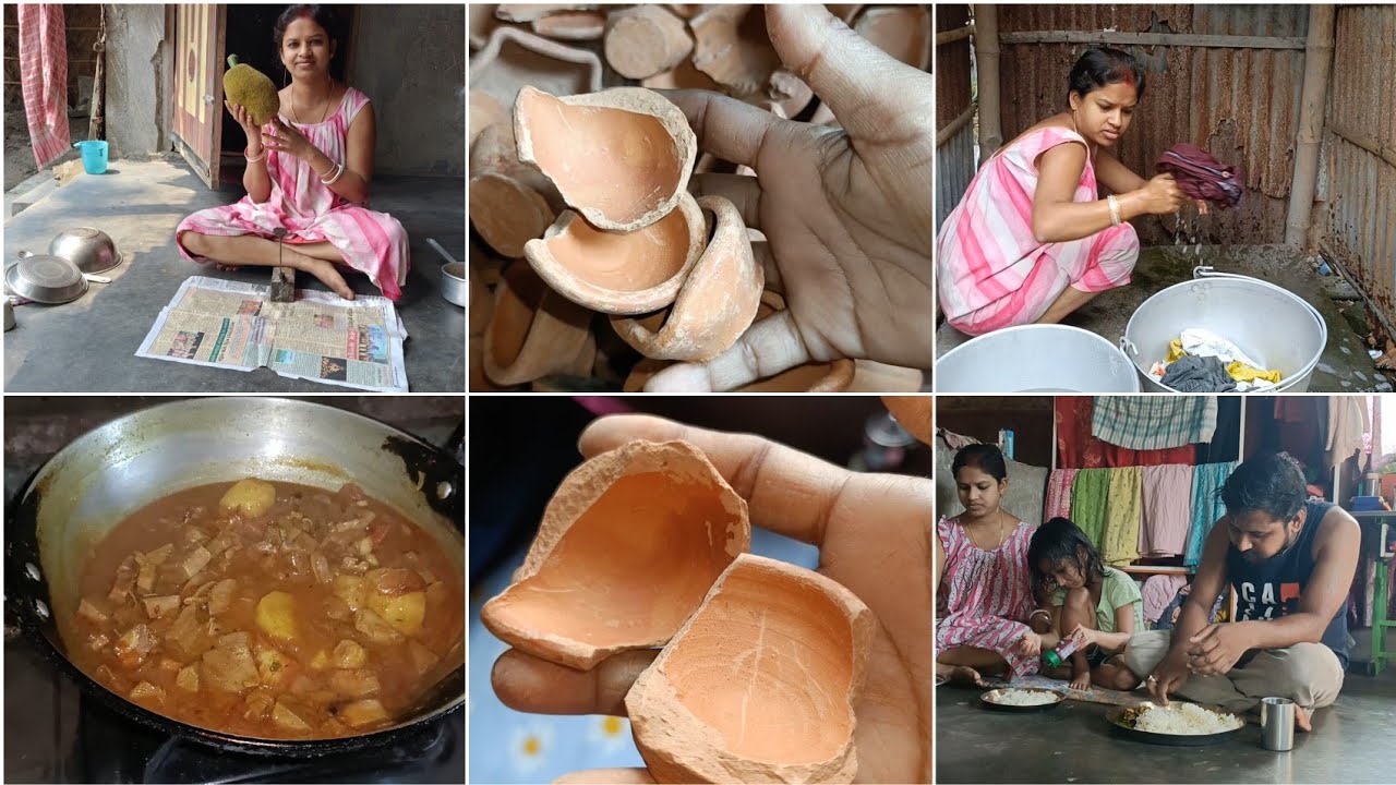 आज दोपहर के खाने में कटहल की सब्जी बनाया, village lifestyle vlog| Jackfruit Curry |