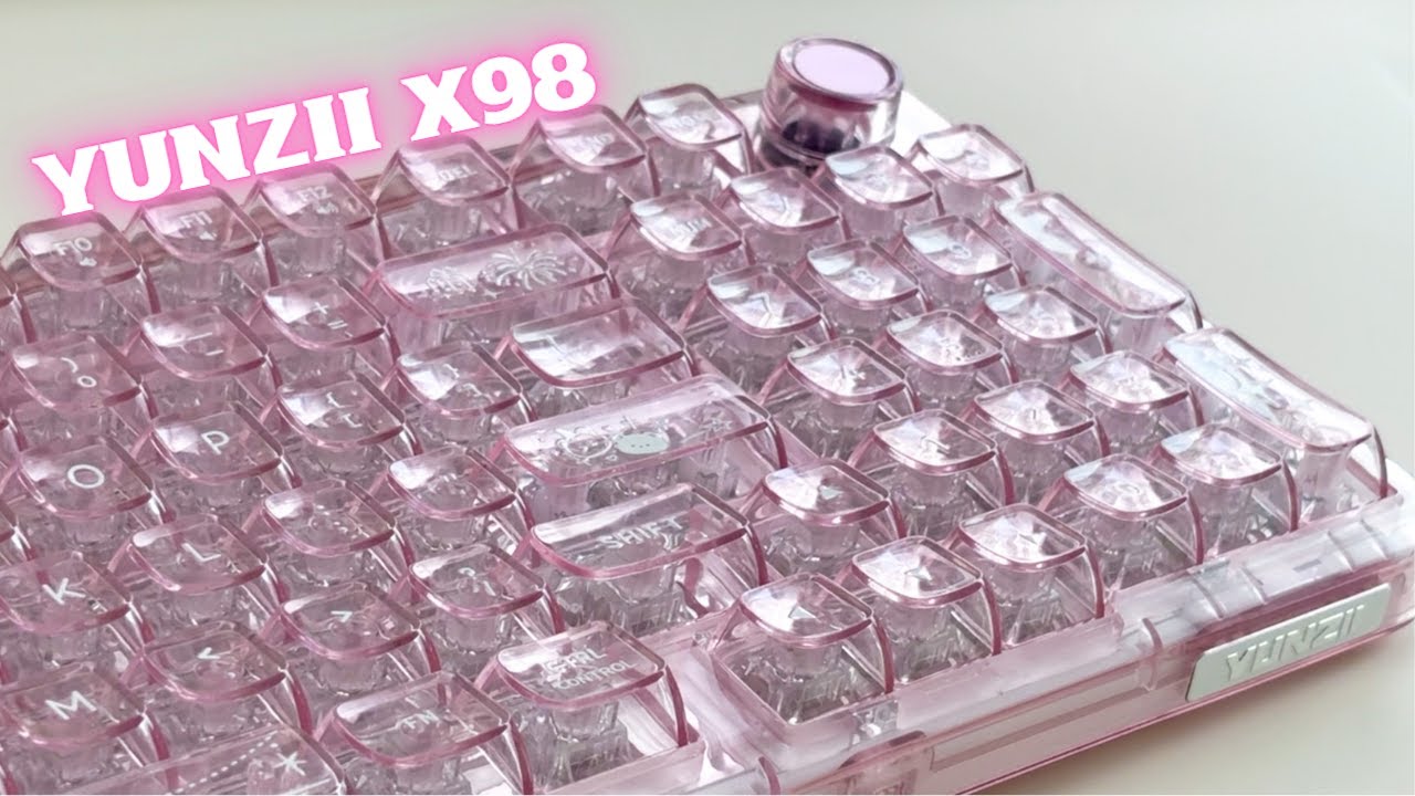 영롱한 핑크 투명 키보드💖윤지 YUNZII X98 언박싱&리뷰 | 크리스탈 리니어 스위치 타건음