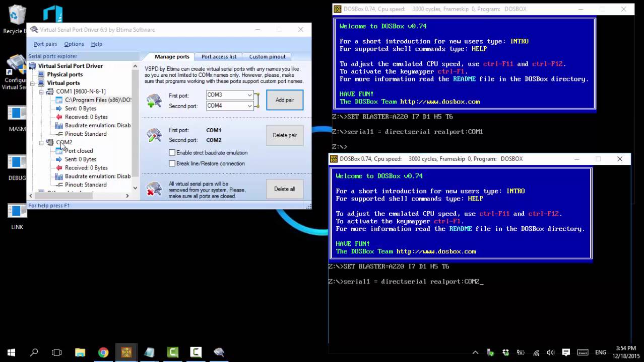Virtual Serial Port + DOXBOX