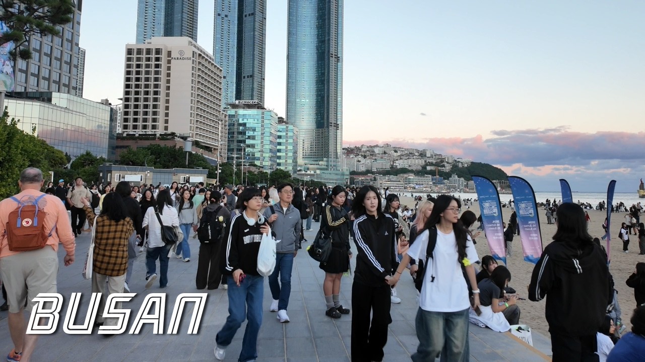 Good evening Haeundae | Busan is a great city for walking | KOREA | 4K | 해운대 저녁, 굿밤 콘서트, 해수욕장 주변 산책