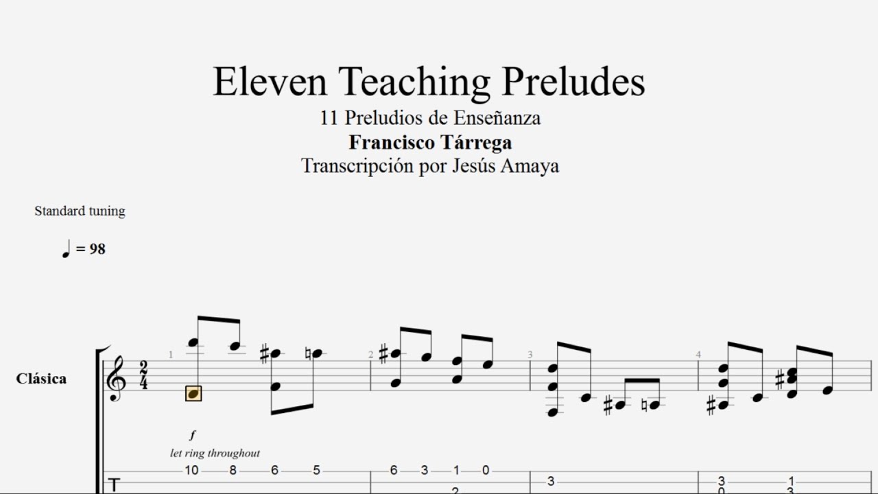 11 Preludios - Francisco Tárrega - Tablatura por Jesús Amaya...