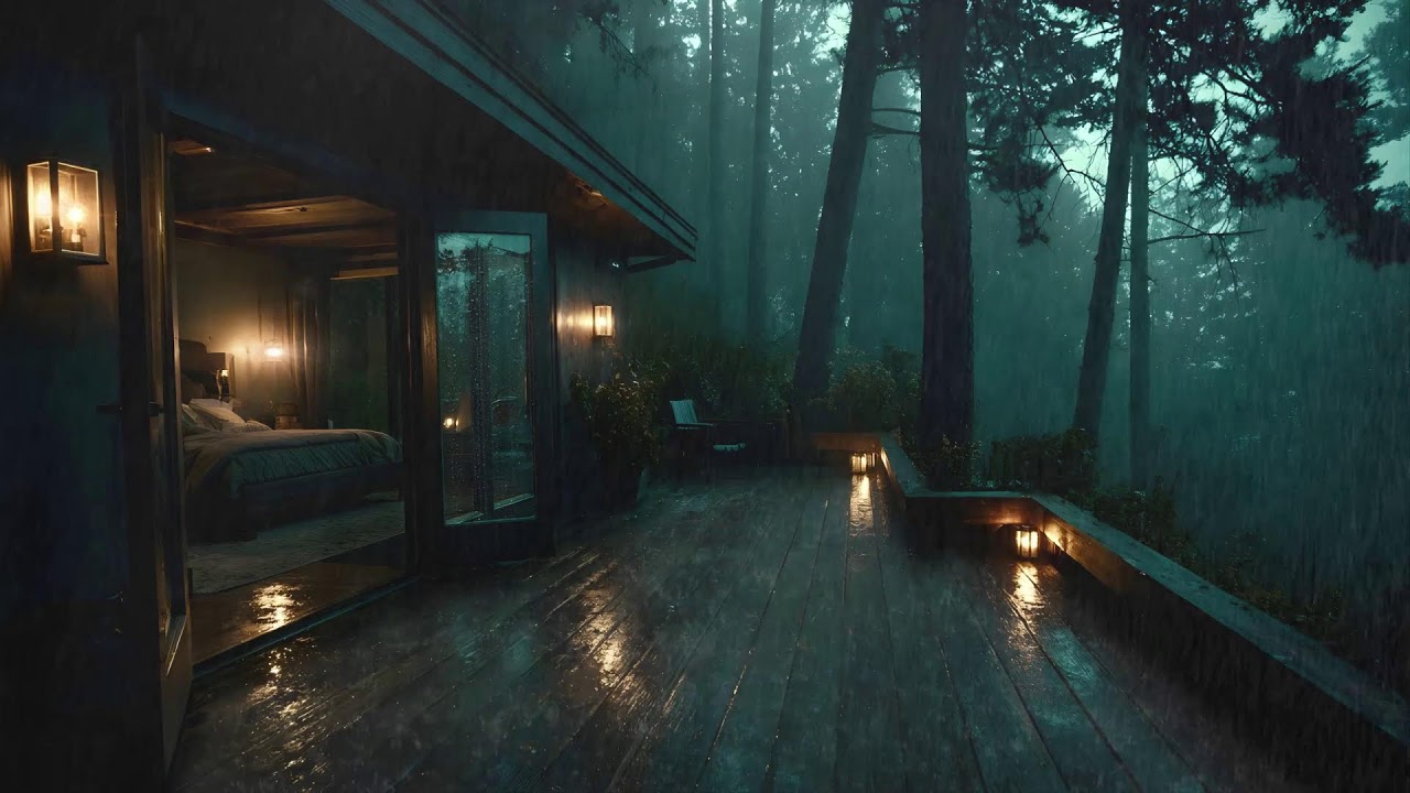 🌲Rain Sounds in a Forest Cabin | Deep Relax and Sleep Peacefully