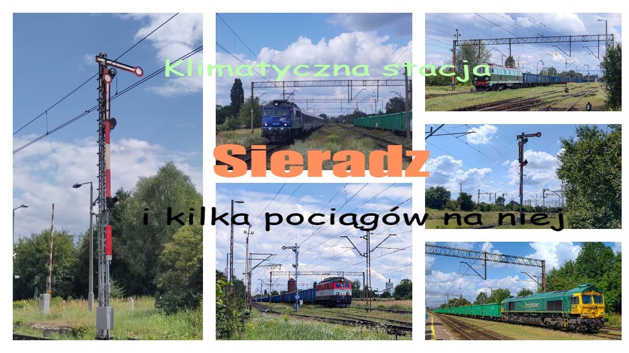 Klimatyczna stacja Sieradz i klika pociągów na niej (ET22 - 864, 3E/1 - 003)