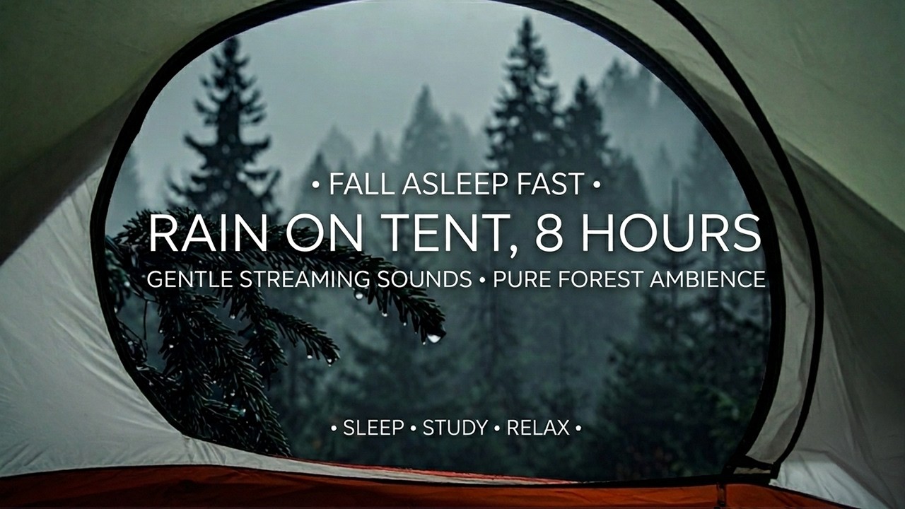 SLEEP IN MINUTES with Rain on Tent & Gentle Thunder Ambience • Spruce Forest Camping for Deep Sleep