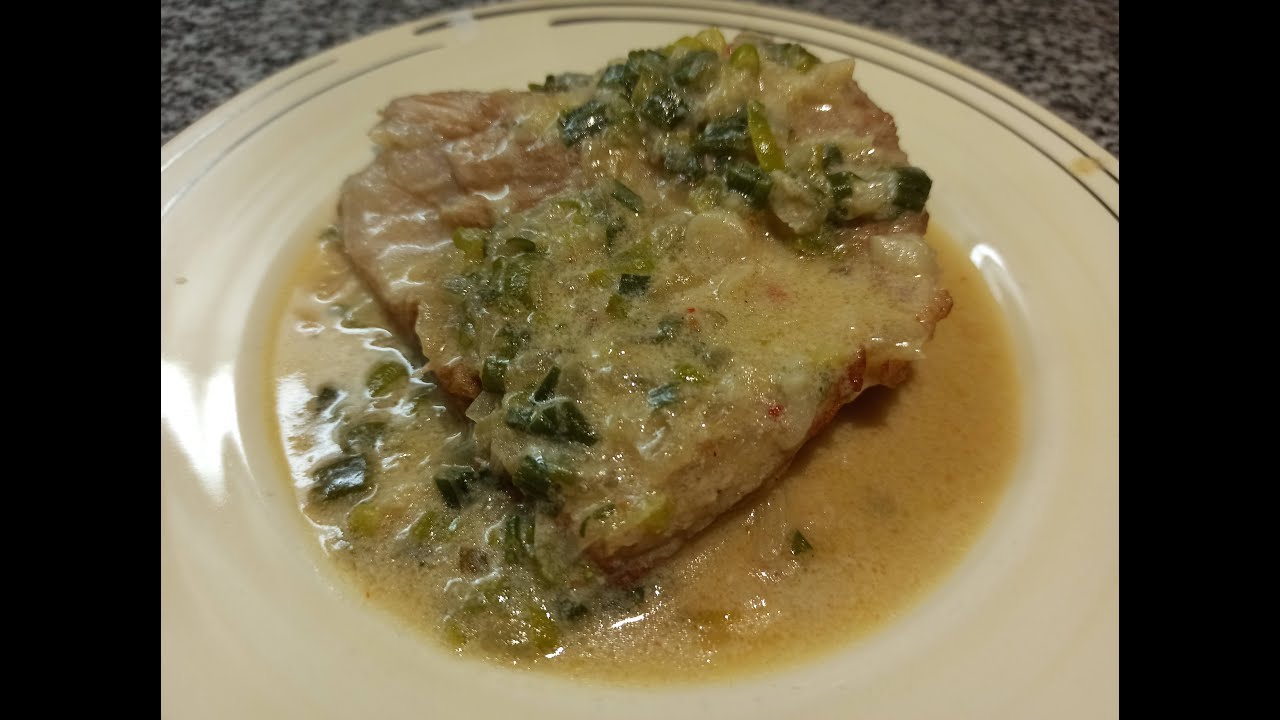 Matambrito de Cerdo al Verdeo. Salsa de Cebolleta. Cebolla Cambray. Cebollino. Malaya. Suadero.