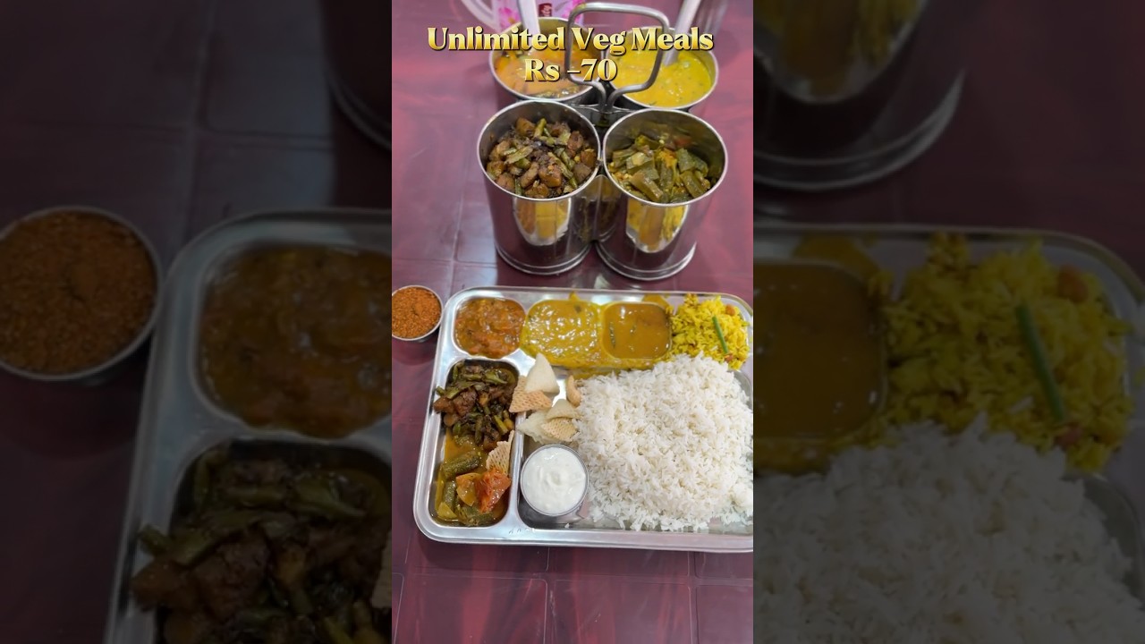 Unlimited veg meals for juss  70 Rs in Vizag #vegmeals #vegan #food #vizag