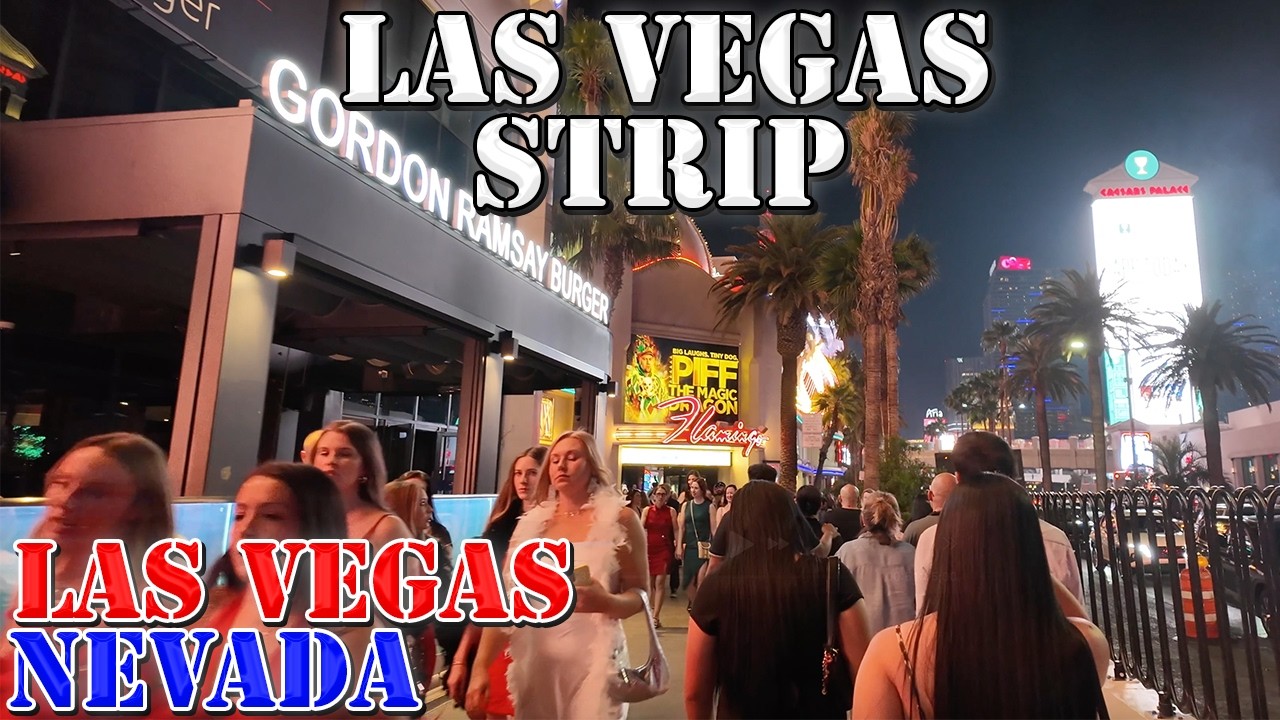 Las Vegas Strip - Saturday Night - Las Vegas - Nevada - 4K Walking Tour at Night