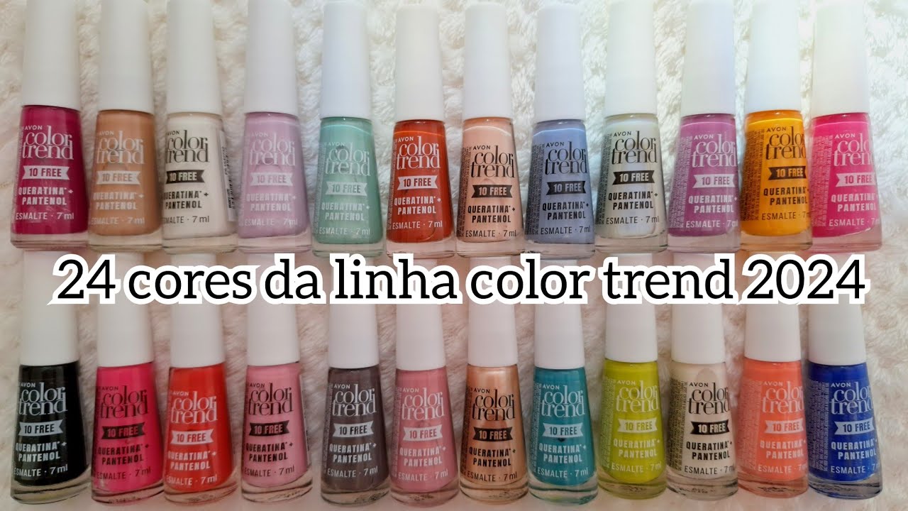 MOSTRANDO AS 24 CORES DOS ESMALTES AVON  COLOR TREND LANÇAMENTO DE 2024
