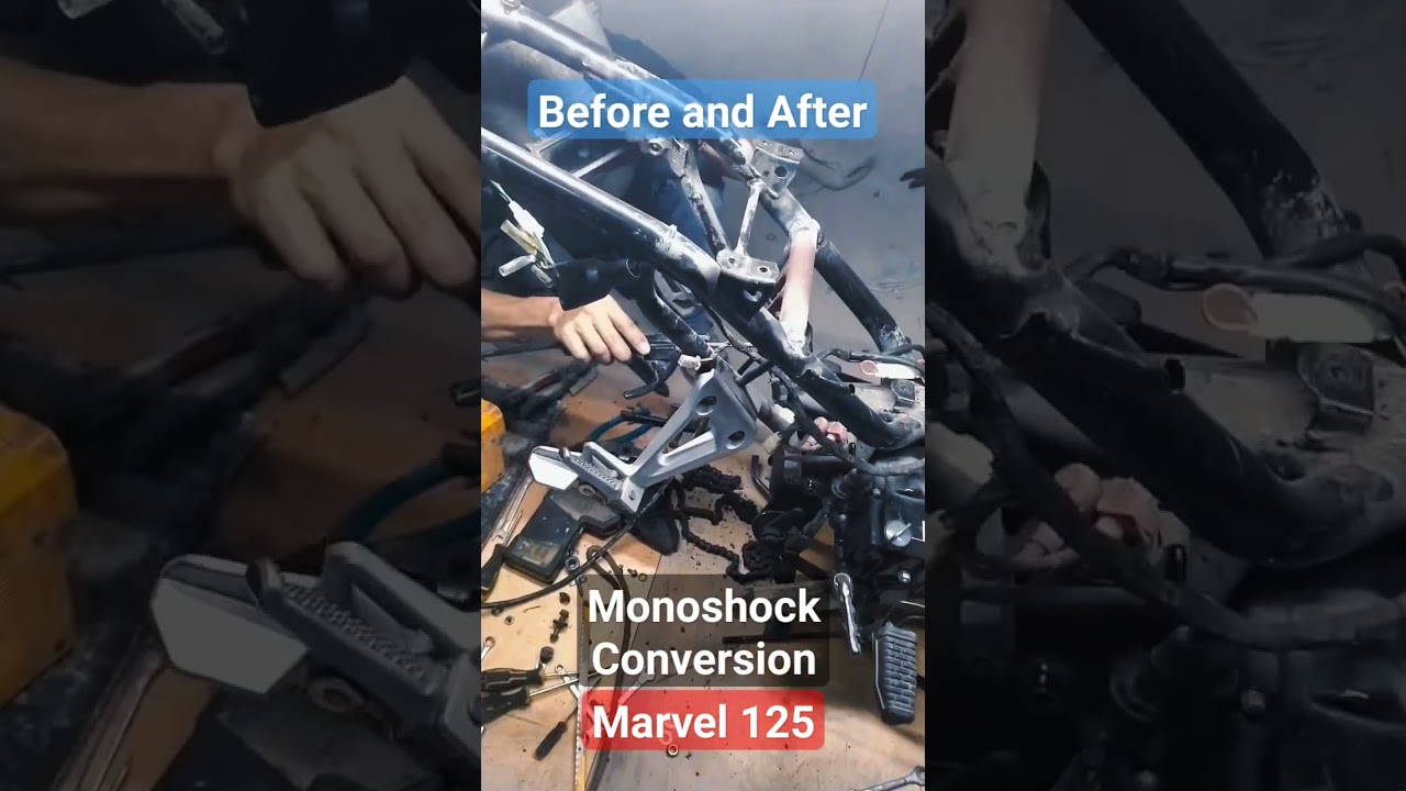 Before and After Monoschock Conversion Marvel 125 #shortvideo #marvel125 #monoshock #conversion #diy