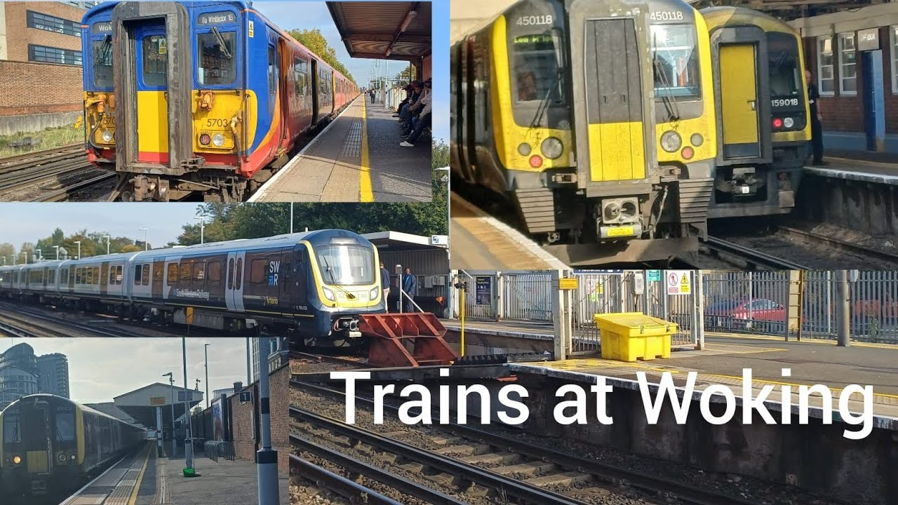 Trains at Woking and Woking junction on the south western mainline 