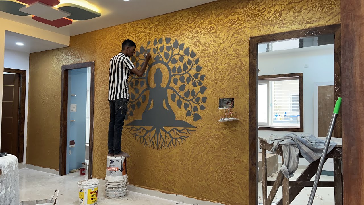 New model Gautam Buddha design | wall Texture Painting new ideas