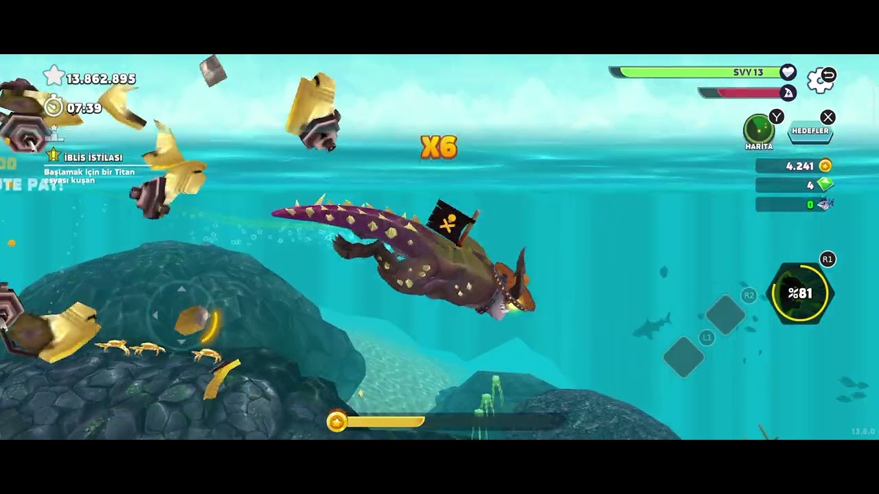 Playing hungry shark for 16 mins 