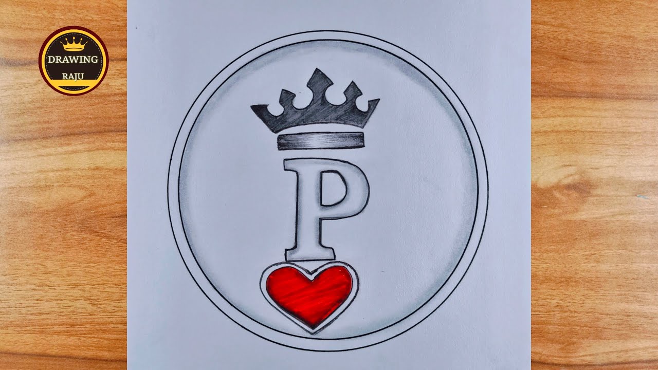 How to make  P letter simple circle drawing/ easy pencil sketch for beginners/ drawing 