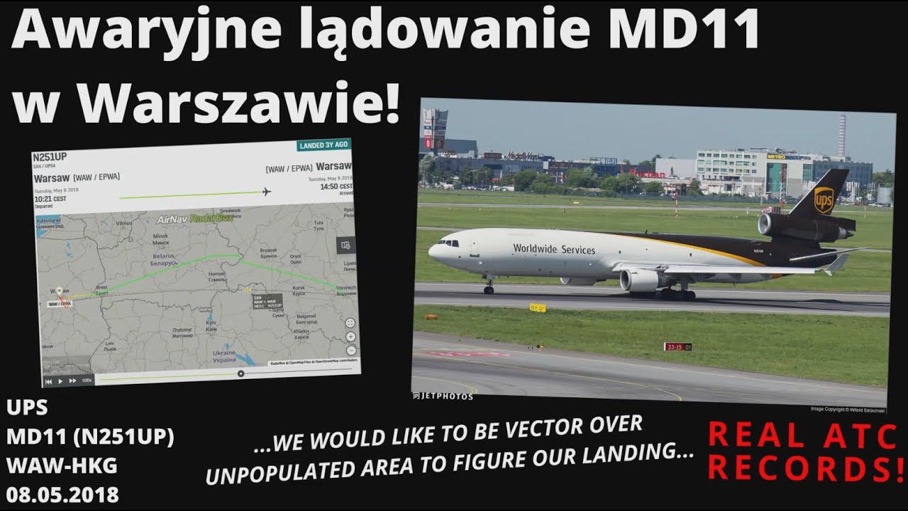 Lądowanie awaryjne MD-11 w Warszawie, MD-11 EMERGENCY LANDING IN WARSAW! #ATCPolska