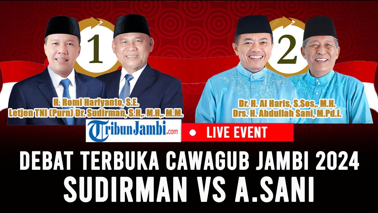 🔴Debat Terbuka Calon Wakil Gubernur Jambi 2024: Membahas Tata Kelola Pemerintahan dan Sosial Budaya