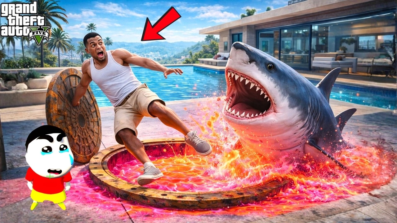 GTA 5 : Franklin & Shinchan Defend Their House From Giant Crocodiles! 🐊🔥 | GTA 5 Bangla Gameplay