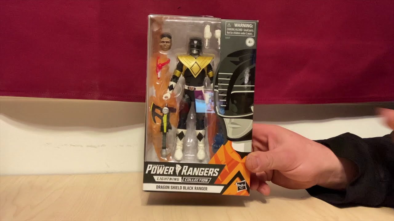 Lightning collection MMPR Dragon Shield Black Ranger Review (How to remove head and shield)