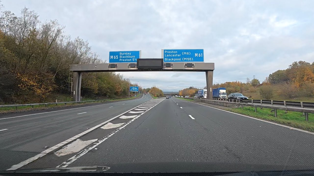 Relaxed and pleasant driving condition, M6 M61 England driving back to Glasgow 