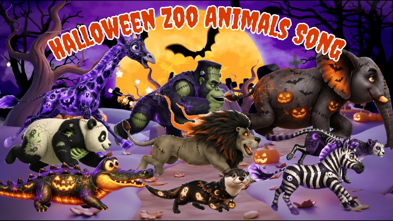 Песенка о животных в зоопарке на Хэллоуин 🎃🦁 Учим страшных животных, их звуки и движения с персон...