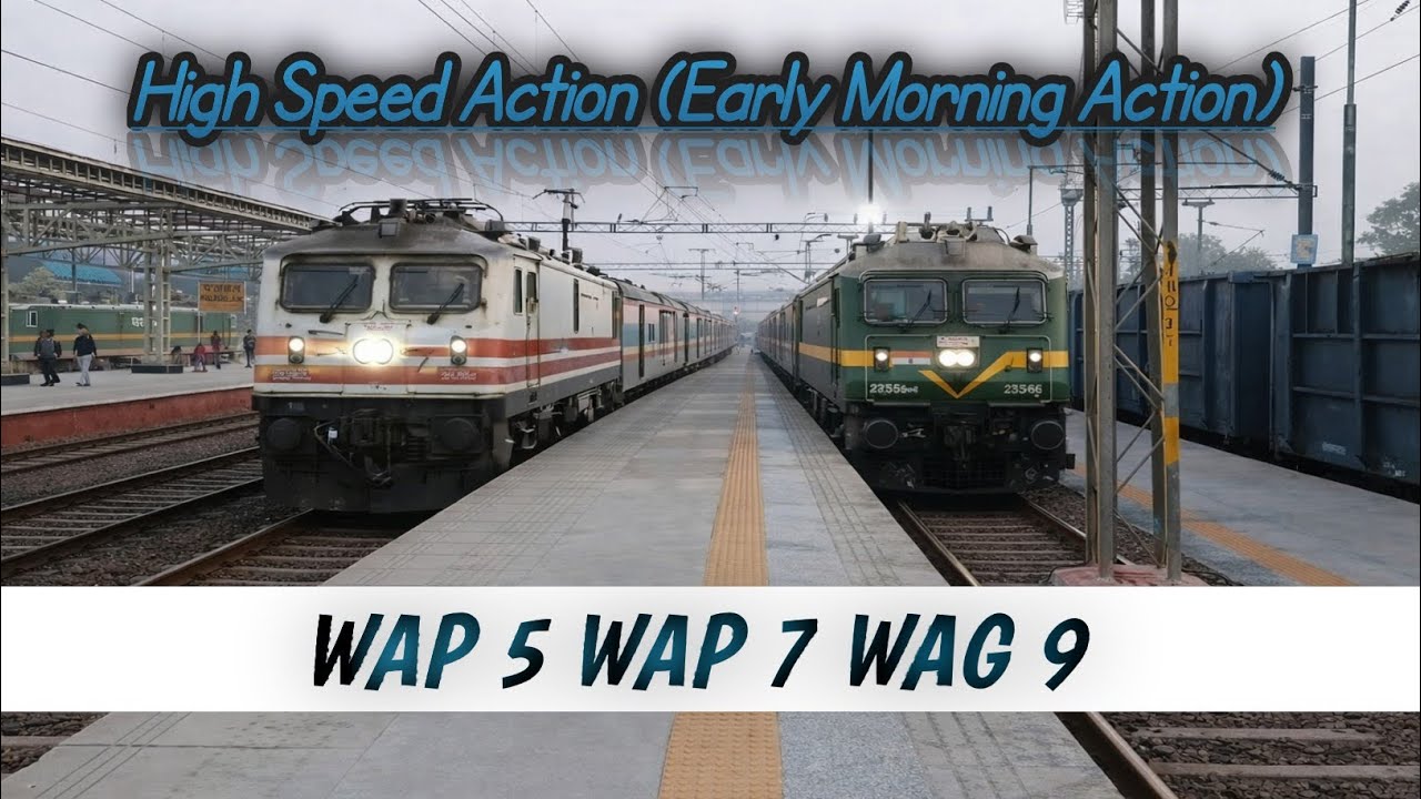 WAP 5 WAP 7 Wag 9 High speed Crossing at Palwal Railway station (Early Morning Action)