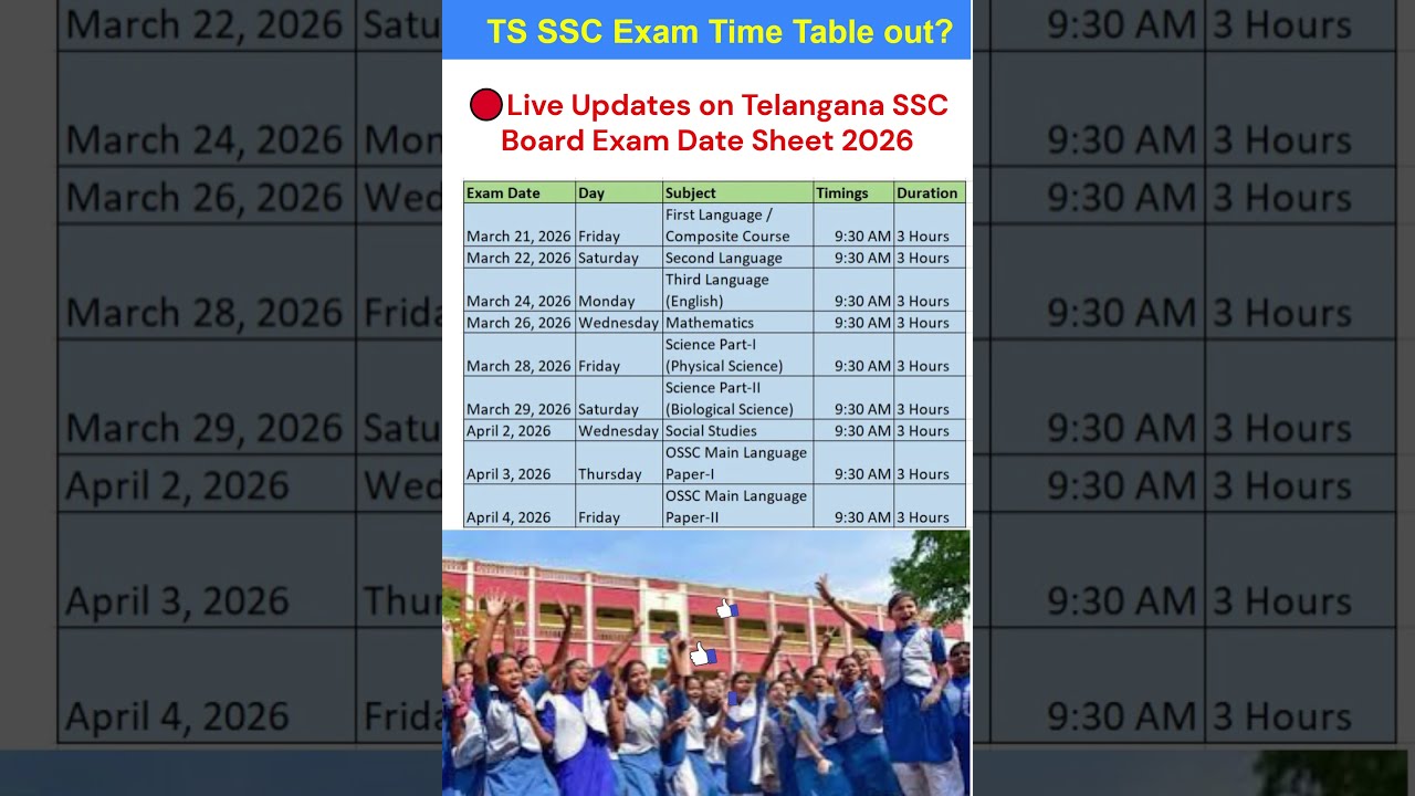 TS SSC Exam Time table 2026 ✅ | TS 10th Class Exam 2026  | Shorts  #trending