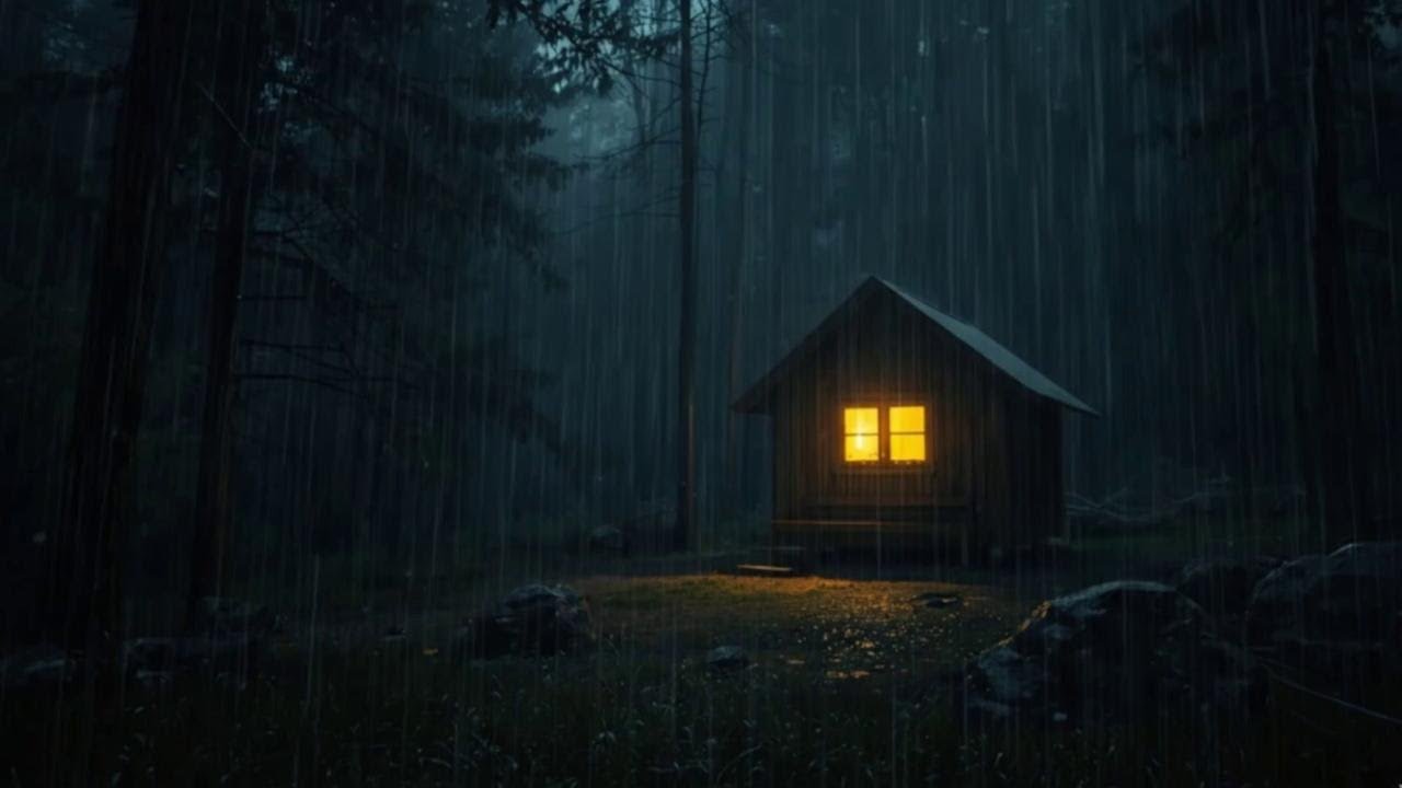 Rainy Night in a Cozy Cabin
