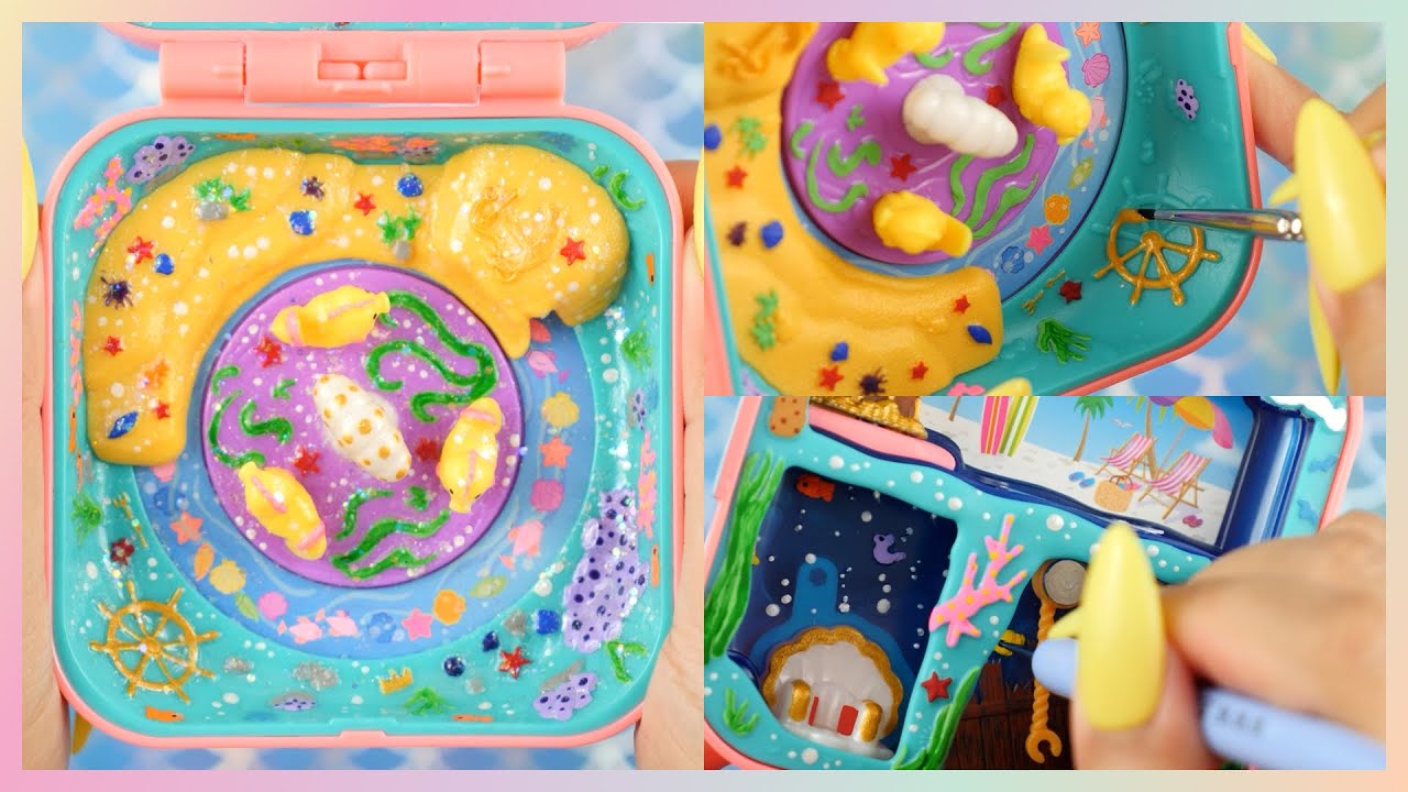 🎨CRAFTS🎨 Polly Pocket Repaint #5: Mermaid Cove Hidden Hideouts