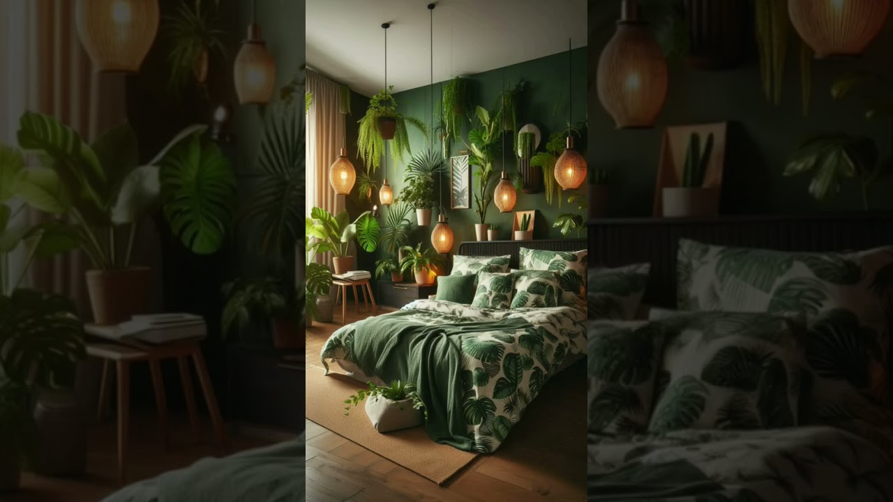 Tropical Bedroom Green & Cozy Ideas #home #TheBac's #Green&cozy #aimodified #pinterestideas #fyi