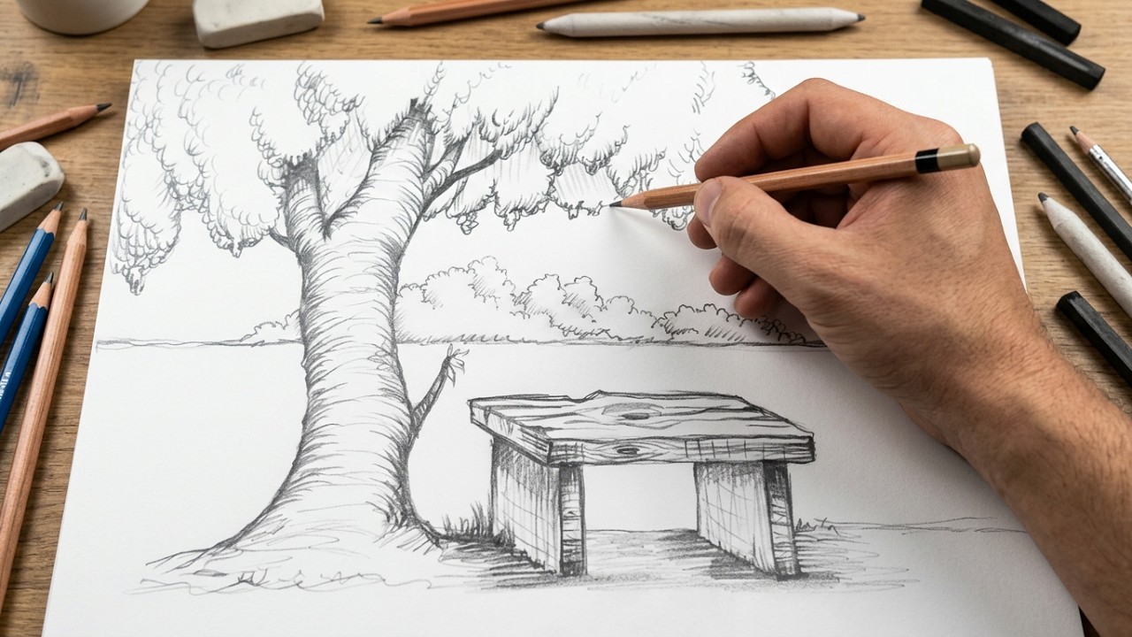 Aula de Desenho Criando Paisagem
