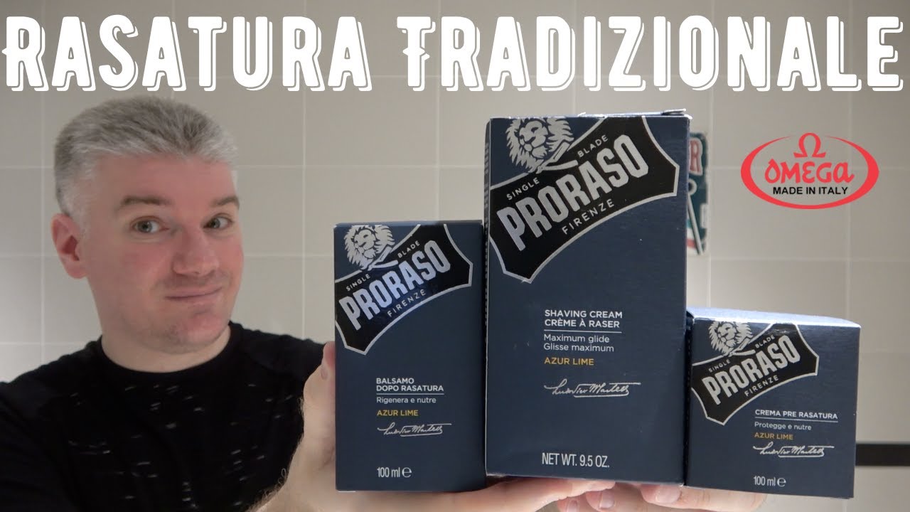 Proraso AZUR LIME e nuovo pennello OMEGA S-Brush Professional 💈 Rasatura Tradizionale 💈