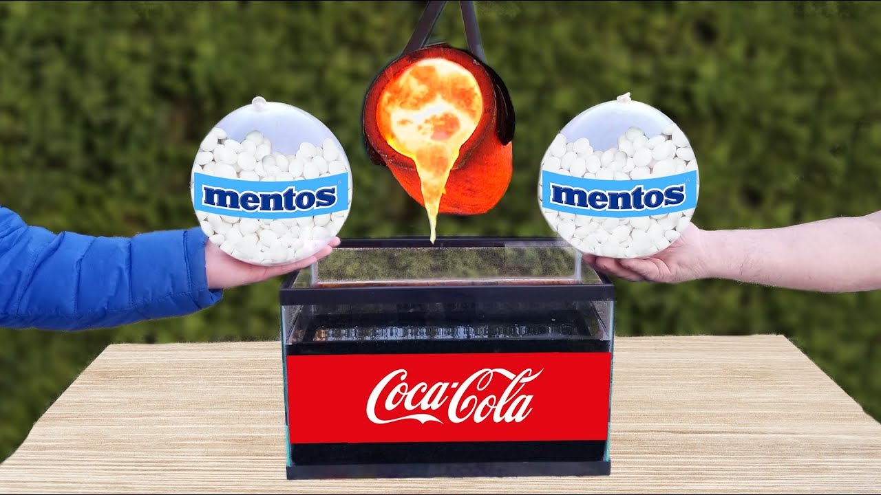 Эксперимент: Coca-Cola против лавы против воздушного шарика с ментосом.