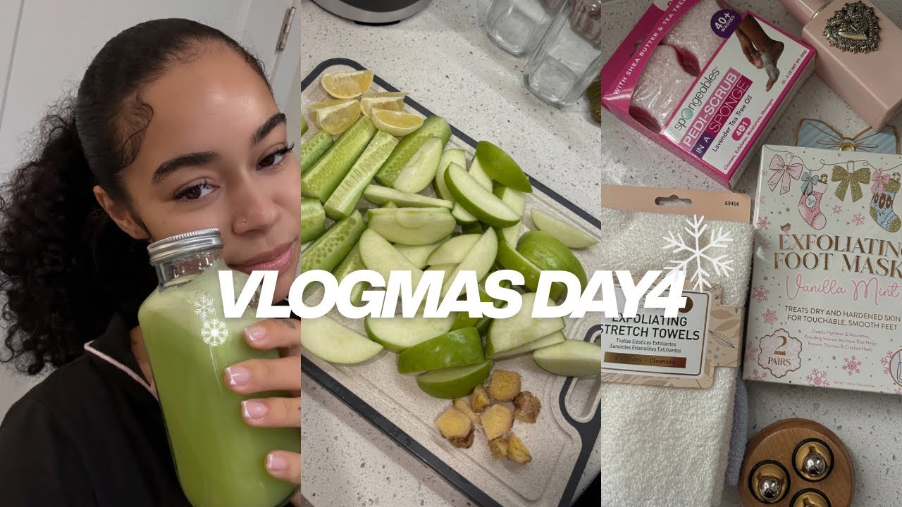 VLOGMAS DAY 4: pouring into me! detailed self care & shower routine + my first time juicing 