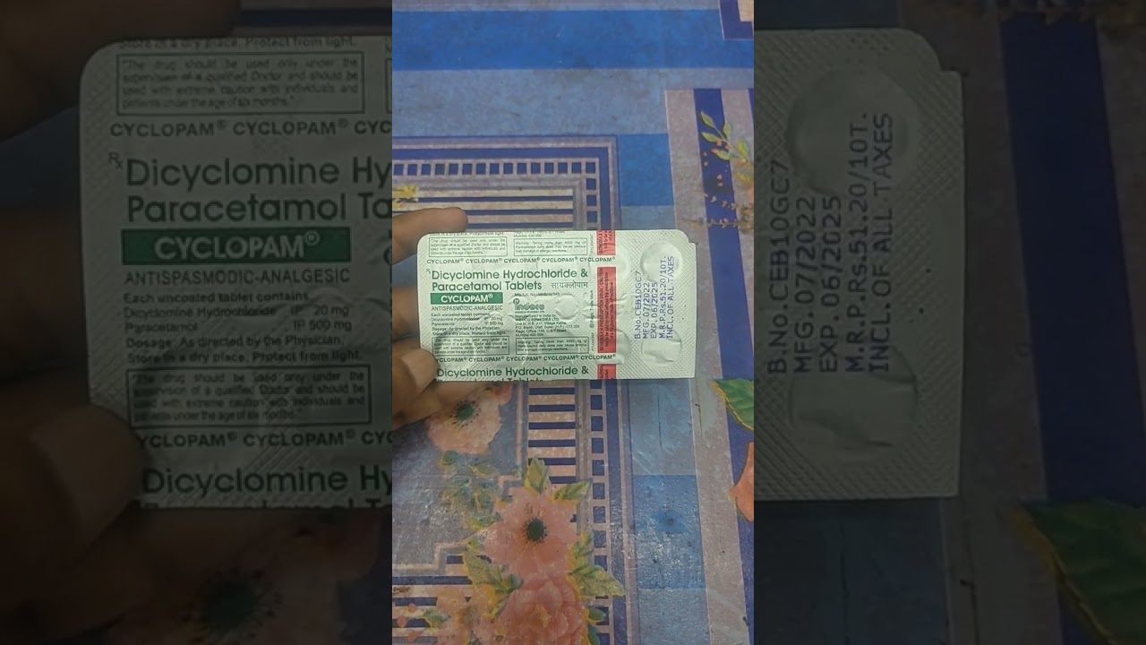 Cyclopam Tablet#Dicyclomine Hydrochloride & Paracetamol Tablet#medicine with swaraj