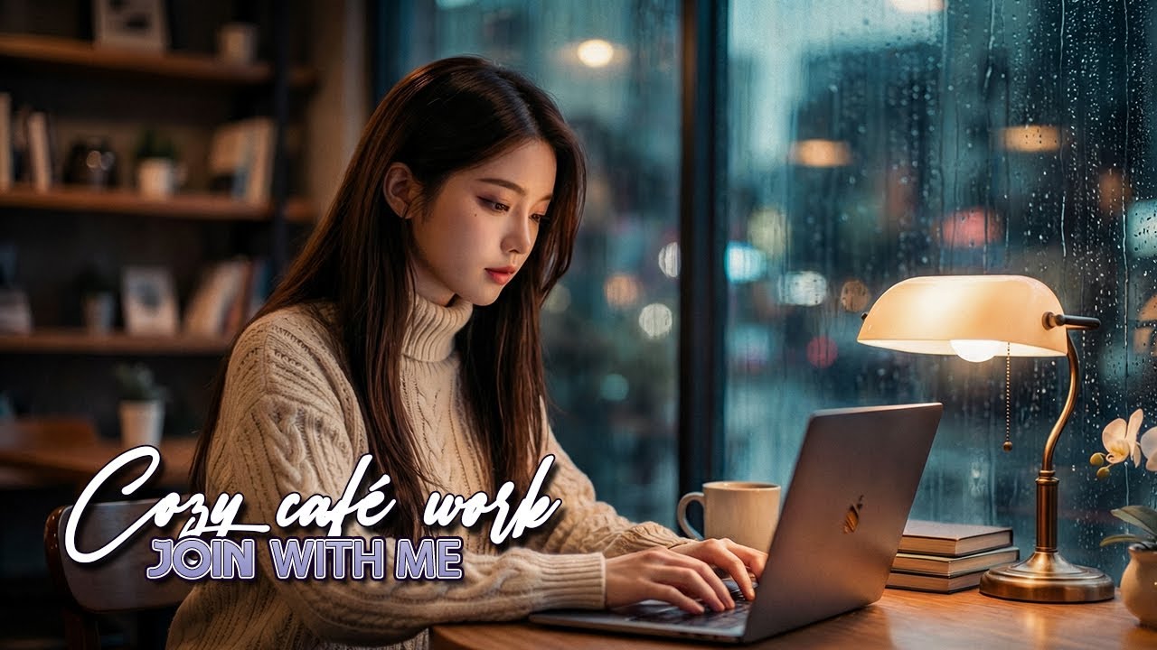 I brought my work to a café because of the rain ☕ | Rainy Coffee Shop Ambience (Study & Work Focus)